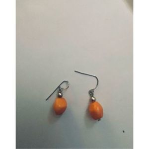 Pretty orange BEAD DANGLE EARRINGS